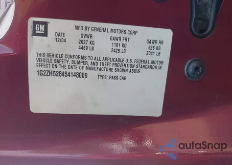 2005 Pontiac G6 Gt from USA, damaged, VIN 1G2ZH528454148009